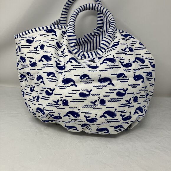 Roberta Roller Rabbit Canvas Tote Bag Cotton Whale Nautical Mom Handbag Beachy - Picture 4 of 14